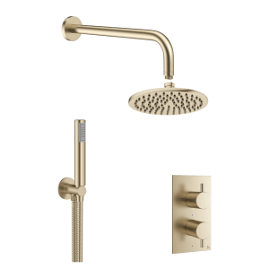Crosswater MPRO Dual Control Dual Outlet Shower Set Brushed Brass 200 mm Shower head