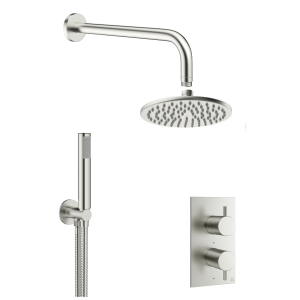 Crosswater MPRO Dual Control Dual Outlet Shower Set  200 mm Shower head - Brushed Chrome