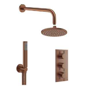 Crosswater MPRO 3 Handle Dual Outlet Shower Set 300 mm Shower Head Brushed Bronze