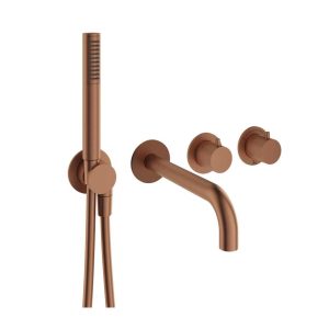 Crosswater – MPRO Module 2 Outlet 2 Handle Shower Valve, Bath Spout & Handset (Trim Set) - Brushed Bronze