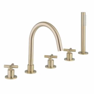 Crosswater MPRO Crosshead Bath 5 Hole Set - Brushed Brass