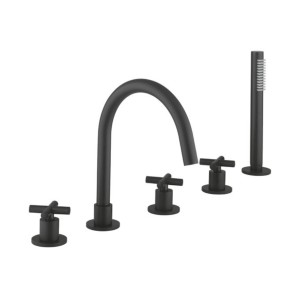 Crosswater MPRO Crosshead Bath 5 Hole Set - Matt Black