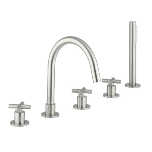 Crosswater MPRO Crosshead Bath 5 Hole Set - Brushed Chrome