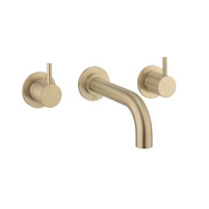 Crosswater MPRO 3 Hole Wall Mounted Bath Mixer Tap - Brushed Brass