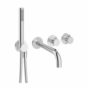 Crosswater – MPRO Module 2 Outlet 2 Handle Shower Valve, Bath Spout & Handset (Trim Set) - Chrome