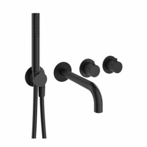 Crosswater – MPRO Module 2 Outlet 2 Handle Shower Valve, Bath Spout & Handset (Trim Set) - Matt Black