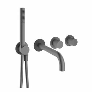 Crosswater – MPRO Module 2 Outlet 2 Handle Shower Valve, Bath Spout & Handset (Trim Set) - Slate